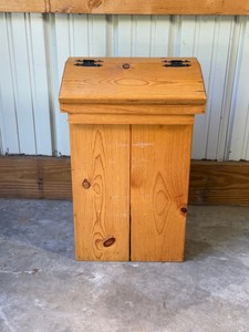 rustic wooden trash can bin or country potato storage box