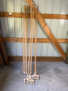 6 - wood curtain rods and holders