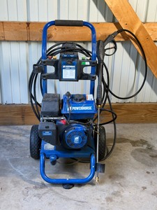 Powerhorse 3000 PSI gas cold water pressure washer. This unit delivers 2.5 GPM (gallons per minute) of water flow and is powered by a 208cc OHV engine