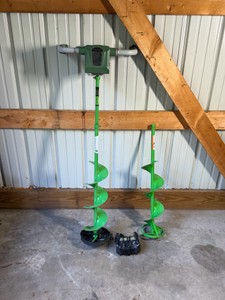 Ion 40v Lithium Max 8 Ice Auger with battery charger, battery, extra auger and extension