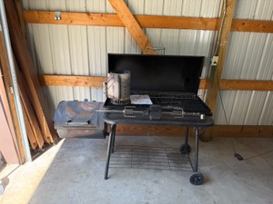 American Gourmet Offset Smoker with rotisserie and more