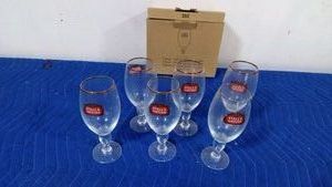 6 Stella gold rimmed glasses in original box