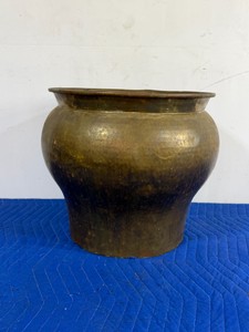 antique hand-hammered brass planter pot