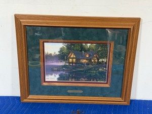 Framed signed picture by Kim Norlien - Cabin Fever