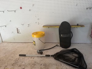 Plano Minnow Bucket, Propane Regulator and a Easy to store fishing net with case