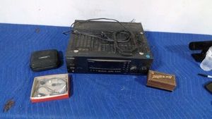 Kenwood receiver, headphones, disc cleaner and CD case