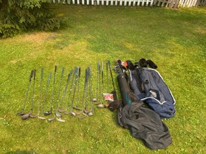 Large Lot of Golf Clubs, Bags and More
