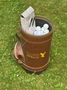 Vintage Hawk Golf Bag Co. Full of Golf Balls and Monogrammer