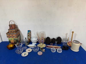 Glassware - Candles - Wood Bowl - Enamel Tea Pot with no lid and More
