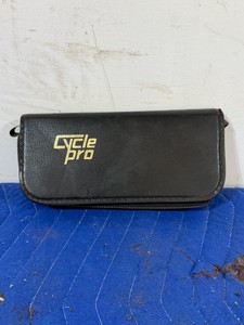 Cycle Pro bicycle tool kit with a black leather case featuring gold branding.