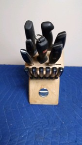 kitchen aid knife set with block