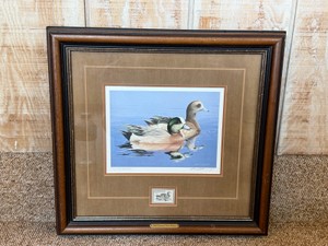 Framed, signed and numbered print by William C. Morris 1984 - has Duck stamp 1984 (Wigeon) - 17,69920,400
