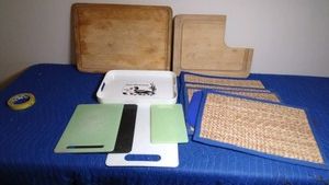 Cutting boards, MN loon tray, and placemats