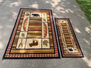 2 - Rugs with Bears, Canos, Moose and More on them