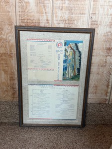 Framed vintage dining car menu from the Great Northern Railways famous Route of the Empire Builder passenger train.
