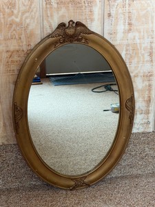 Vintage American Federal-style oval mirror (often referenced as a Federalist or Regency revival piece