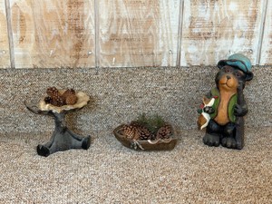 Moose Soap dish, Fishing Boat Soap Dish and Duck Hunting Bear Figurine