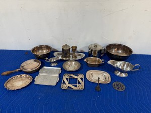 Lot of Vintage Dishware with Silverplate