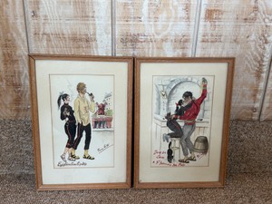 Mid-century illustrations depict French bohemian counterculture satire from the post-WWII era. They focus on the rise of the Existentialist movement in Paris - Artist Pierre Victor