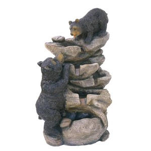 $220 Enchanted Garden  3 Climbing Bears Outdoor Water Fountain