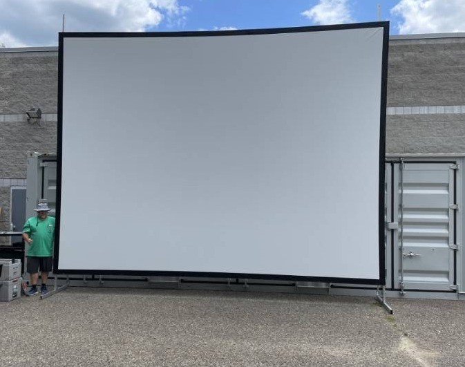 Massive 15x20 AV Stumpfl Monoblox 64 Professional-Grade Portable Staging ProjectorProjection Screen with Black Drape Kit & More