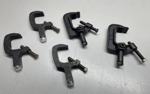 Five (5) Heavy Duty Theatrical  Stage  Studio Lighting Grid Clamps - Barbizon Mega Clamps & ETC C-Clamps