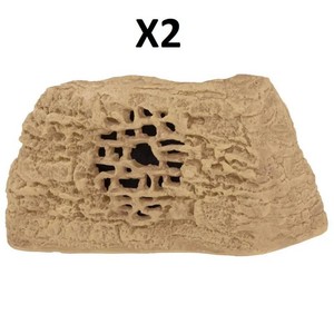 (2) Rockustics P-5079 Rocquette Rock-Shaped Outdoor Weatherproof Patio  Landscaping Pro Audio Speakers - Sandstone - NEW IN BOX