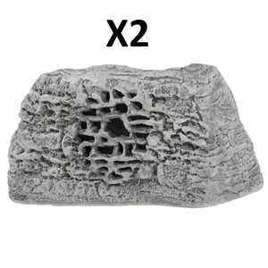 (2) Rockustics P-5079 Rocquette Rock-Shaped Outdoor Weatherproof Patio  Landscaping Pro Audio Speakers - Grey - NEW IN BOX