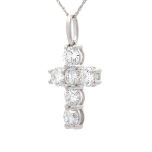 Classic 2 Carat Diamond Cross Pendant Necklace in 14k White Gold; $2,745 Retail w/ Report *VIDEO*