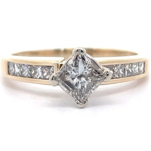 0.75 Carat Natural Diamond Princess Cut Channel Engagement Ring in 14k Yellow Gold VIDEO