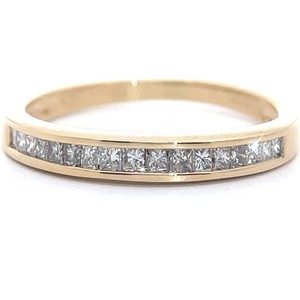 0.25 Carat Natural Diamond Princess Channel Semi-Eternity Ring in 14k Yellow Gold VIDEO