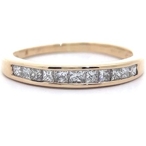 14 Carat Natural Diamond Princess Channel Semi-Eternity Ring in 14k Yellow Gold VIDEO