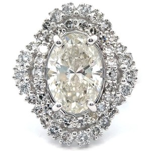 NEW 4.10 Carat Diamond Oval Ballerina Cluster Cocktail Ring in 14k White Gold VIDEO