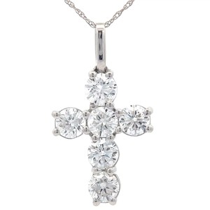 Classic 2 Carat Diamond Cross Pendant Necklace in 14k White Gold $2,745 Retail w Report VIDEO