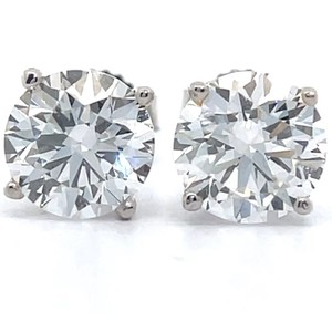 NEW 2 Carat Diamond Round Solitaire Stud Earrings in 14k White Gold VIDEO