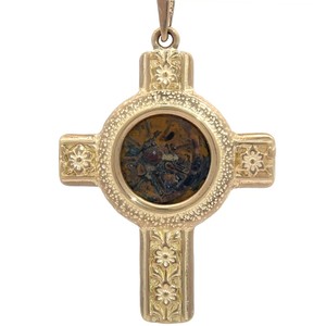 14k Gold Widows Mite Coin Cross Pendant, Approx. 100BC VIDEO