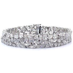 One-of-a-Kind 28.16 Natural Diamond Hidden Clasp Bracelet in 18k White Gold $72,000 Retail VIDEO