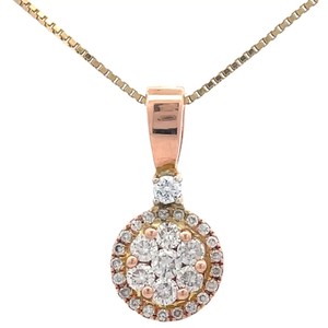 0.33 Carat Natural Diamond Halo Pendant in 14k Rose Gold VIDEO