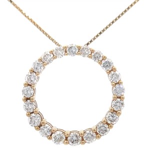 1 Carat Diamond Eternity Halo Circle Pendant Necklace in Yellow Gold $1,395 Retail VIDEO