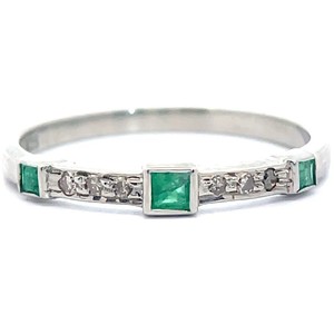 Natural Emerald & Natural Diamond Station Stacking Ring VIDEO
