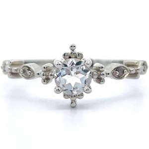 Natural Aquamarine & Natural Diamond Vintage Style Beaded Ring VIDEO