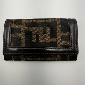 Fendi Zucca Canvas & Black Patent Leather 6-Key Holder Wallet