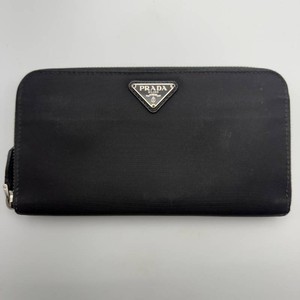 Prada Tessuto Nylon Zip-Around Continental Wallet in Black Pre-Owned Retail $750