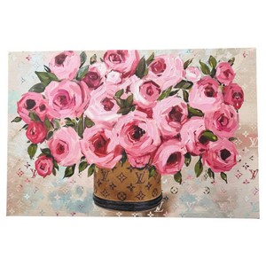 Designer Floral Canvas Wall Art Featuring Louis Vuitton Inspired Vase Motif&nbsp&nbsp- 36 x 24