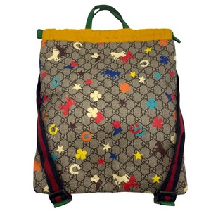 Gucci GG Supreme Childrens Motif Backpack in Multicolor Canvas & Leather Trim Pre-Owned Retail $1,450