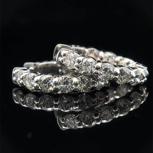 New! 3.68 Carat Natural Diamond Inside-Out Hoop Earrings in 14K White Gold; $7,500 Retail