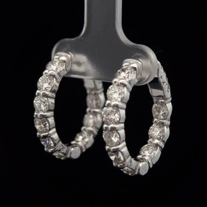 New 3.68 Carat Natural Diamond Inside-Out Hoop Earrings in 14K White Gold $7,500 Retail