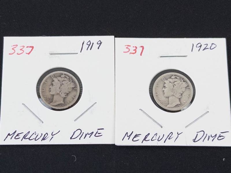1919, 1920 Mercury dimes
