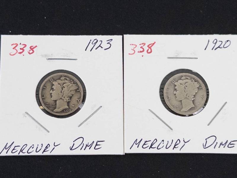 1920, 1923 Mercury dimes