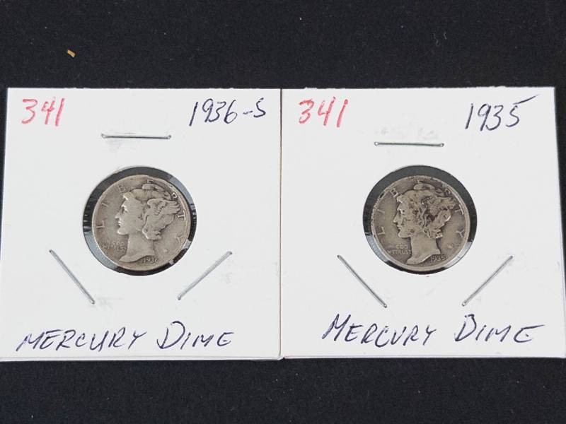1935, 1936-S Mercury dimes